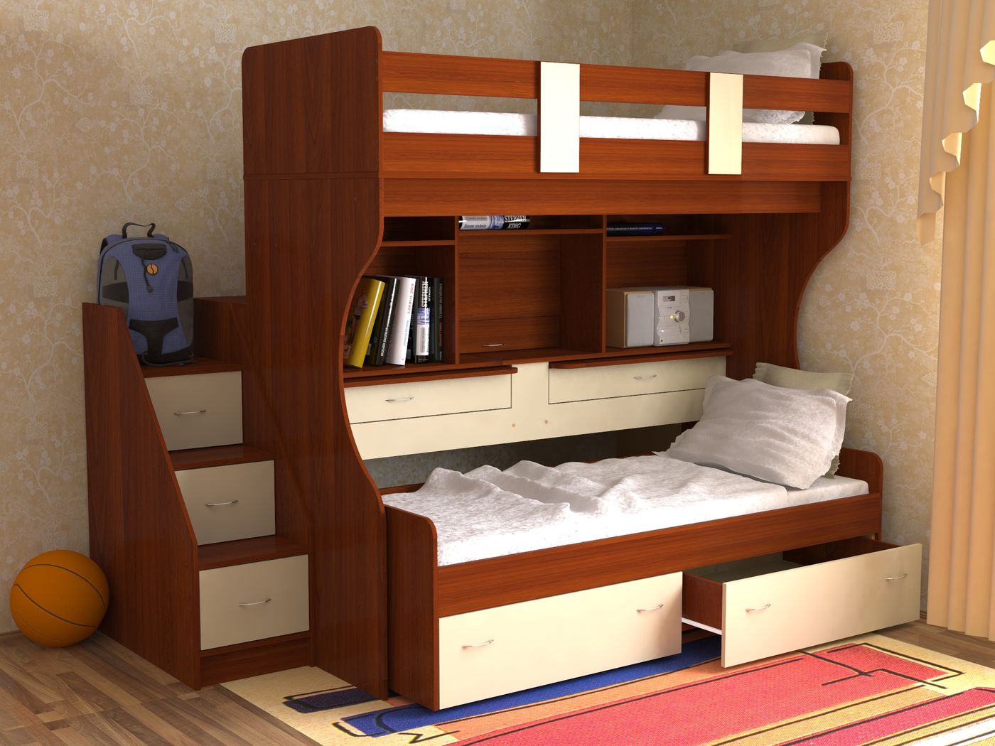 двухъярусная кровать со шкафом размеры