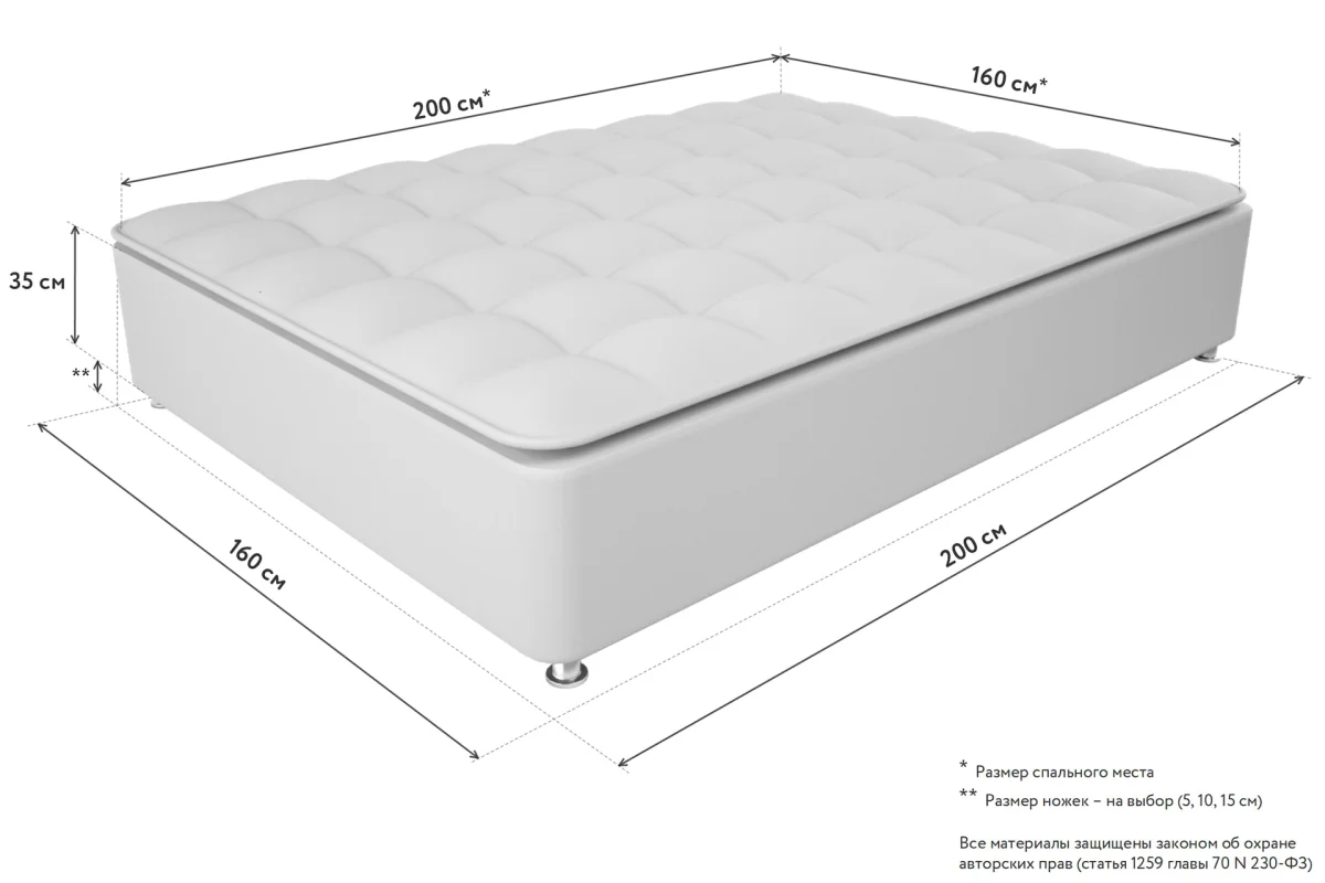 Габариты кроватного бокса Top Box