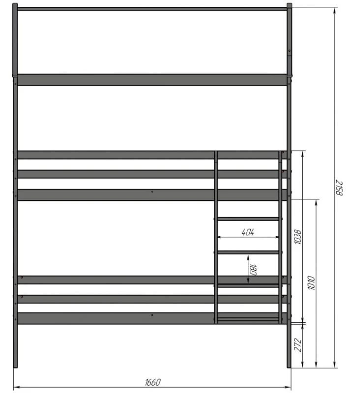 Габариты двухъярусной кровати-домика (Можга) Красная Звезда