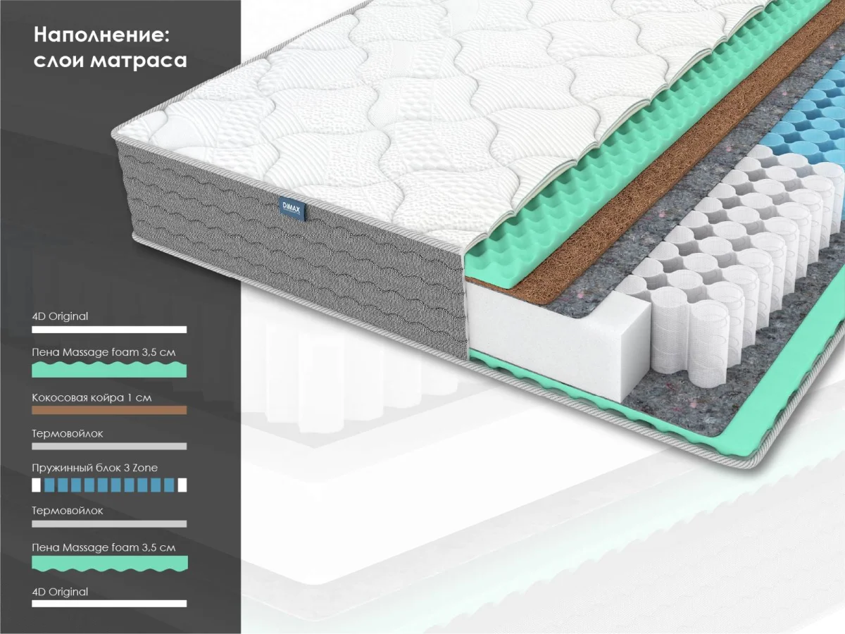 Матрас Dimax ОК релакс С500 – купить в Москве, цены в интернет-магазине  «МногоСна»