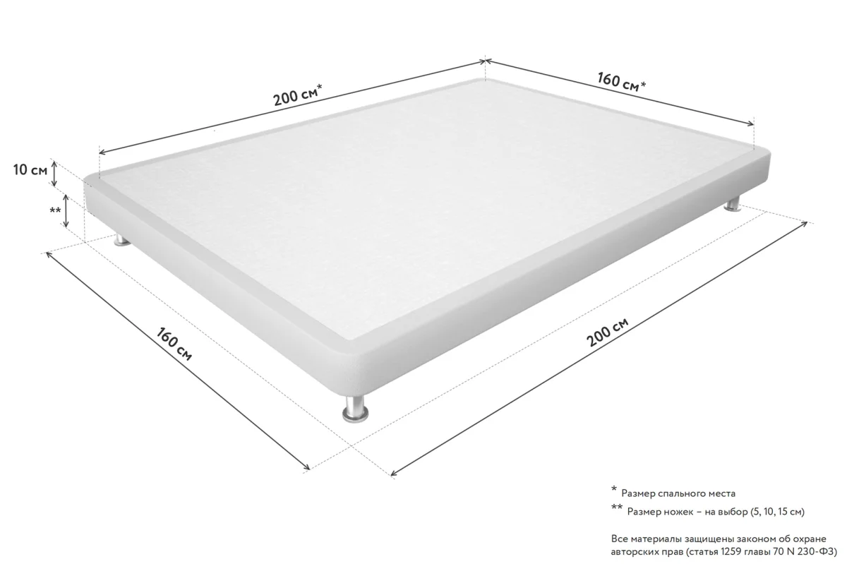 Габариты кроватного бокса Simple Box