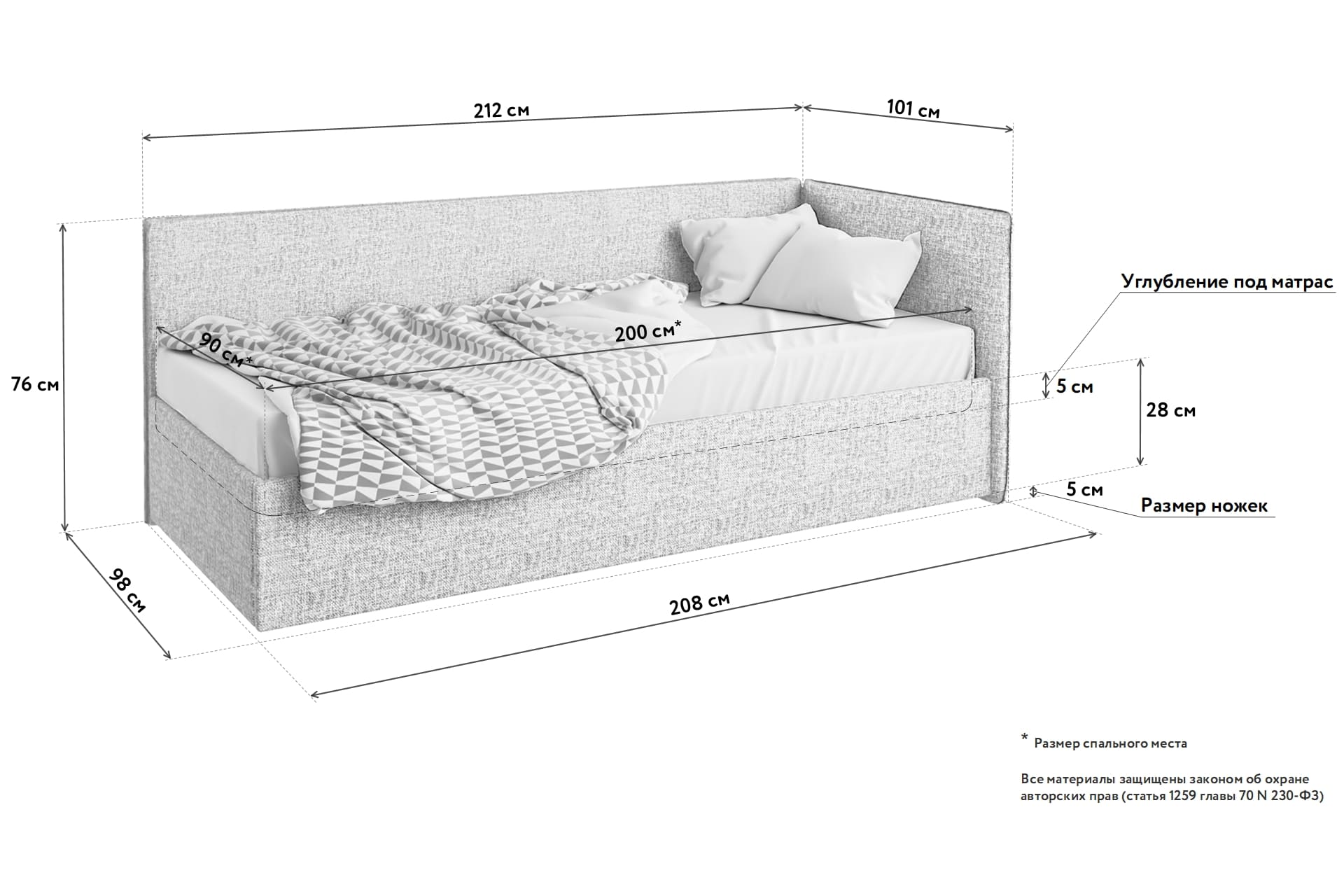 Кровать Sontelle Аланд 210х210