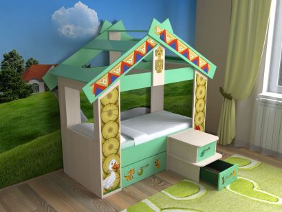 Детская кровать СлавМебель Теремок с крыльцом